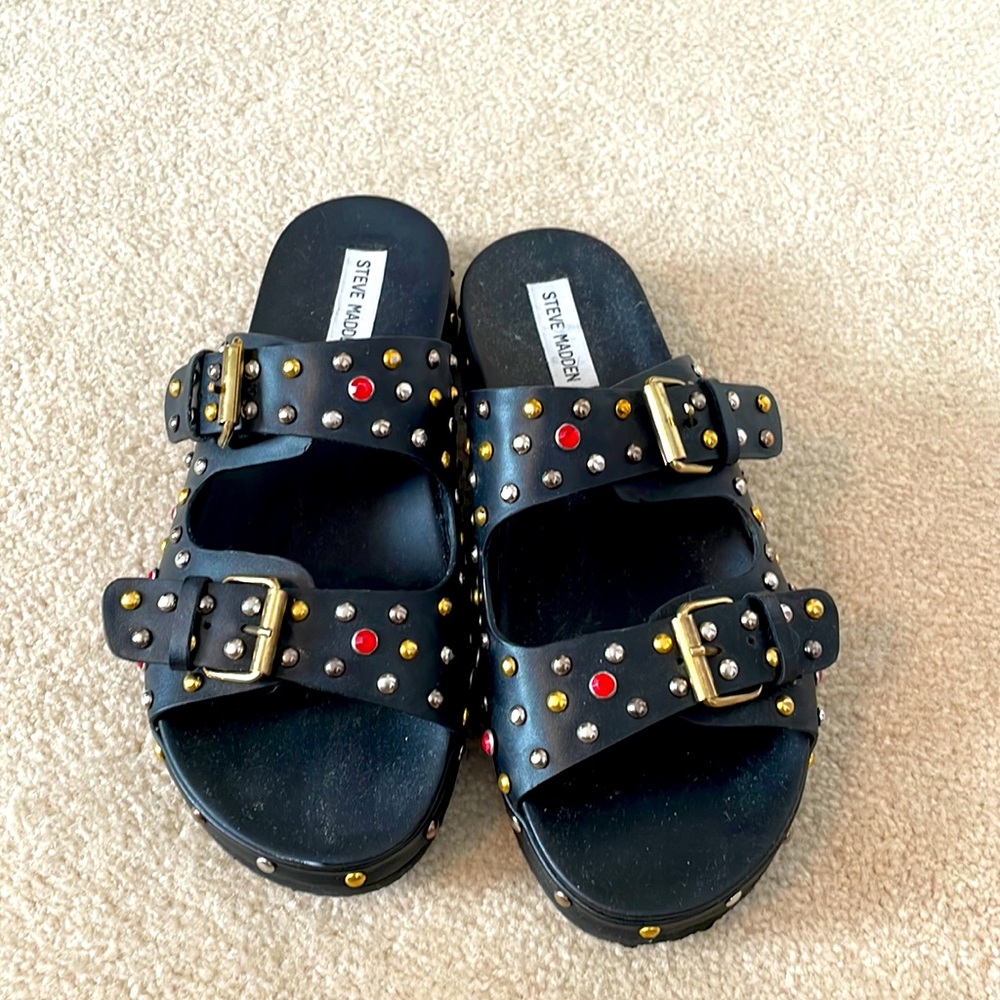 Steve Madden Black Studded Sandals